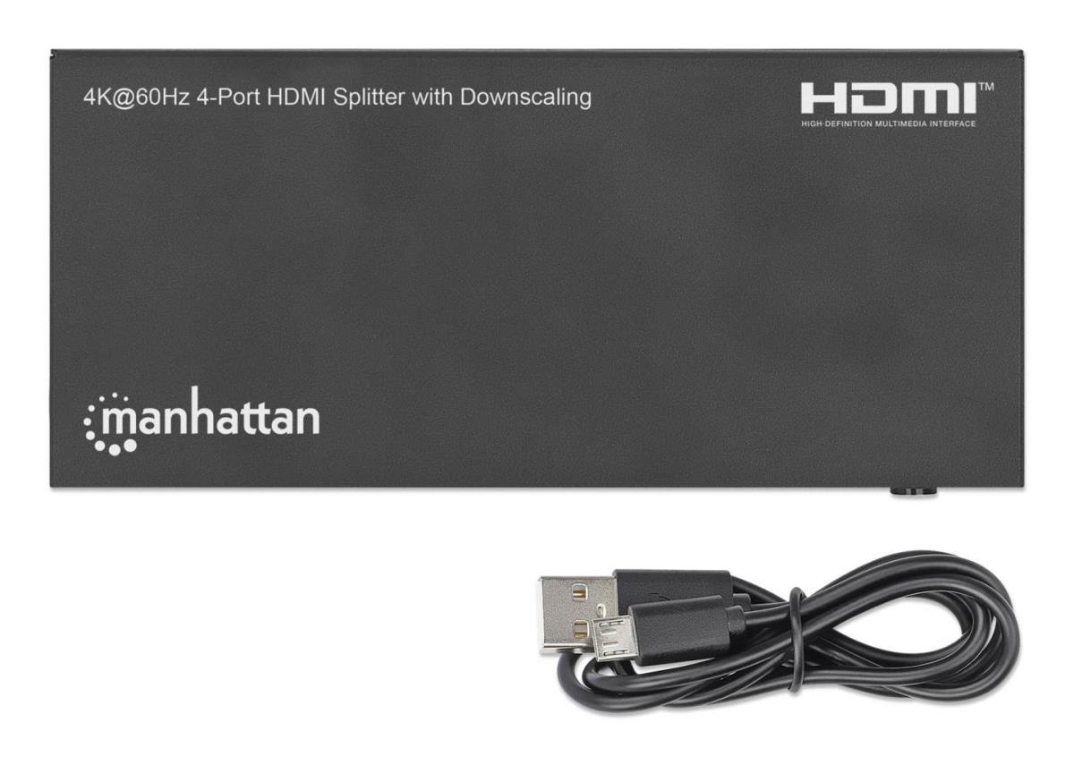 INTELLINET/MANHATTAN HDMI Splitter 4K@60Hz 4-Port with Downscaling