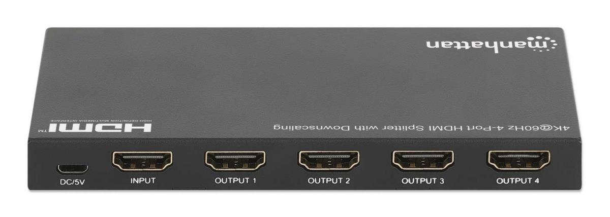 INTELLINET/MANHATTAN HDMI Splitter 4K@60Hz 4-Port with Downscaling