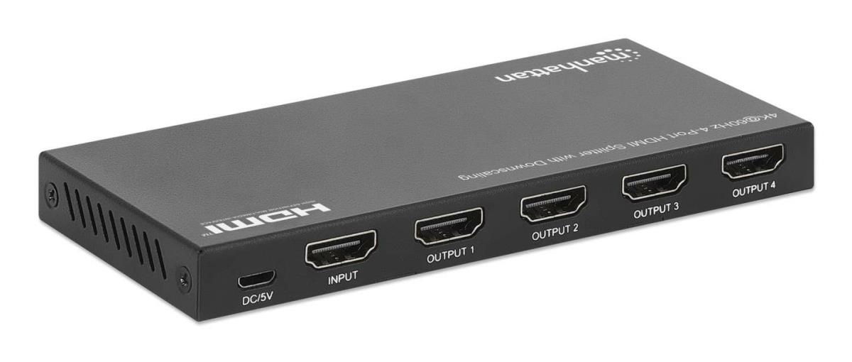 INTELLINET/MANHATTAN HDMI Splitter 4K@60Hz 4-Port with Downscaling