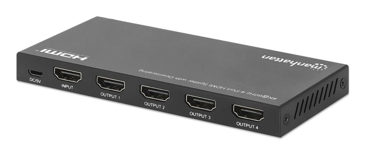 INTELLINET/MANHATTAN HDMI Splitter 4K@60Hz 4-Port with Downscaling