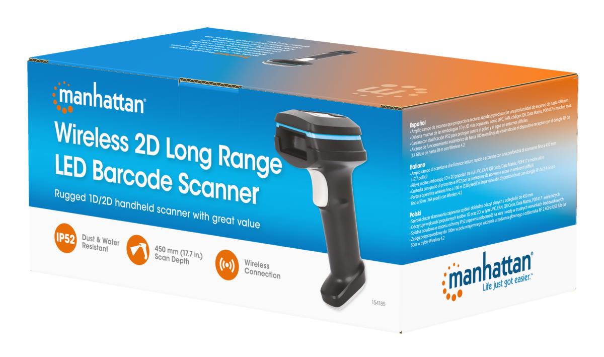 INTELLINET/MANHATTAN Wireless 2D Long Range LED Barcode Scanner