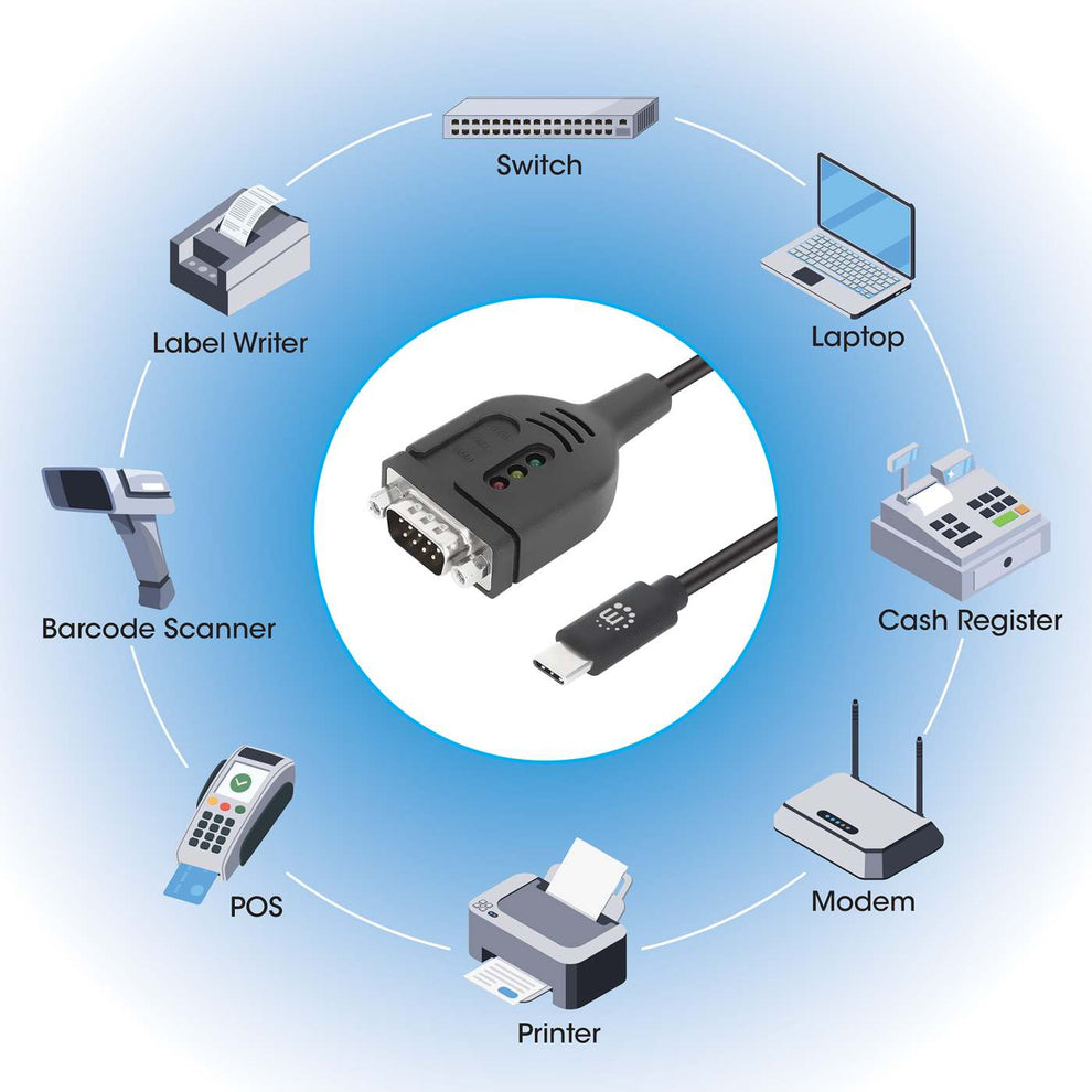 INTELLINET/MANHATTAN USB-C to Serial DB9/RS232 Adapter Cable - 1m