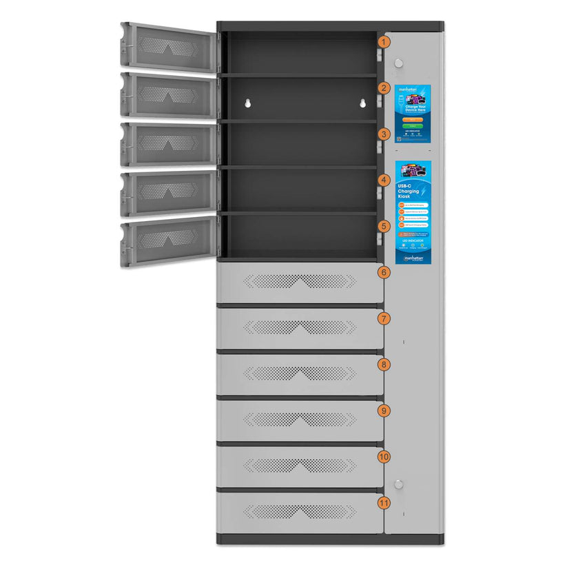 INTELLINET/MANHATTAN Charging Kiosk - 11-Compartment - USB-C - 500 W