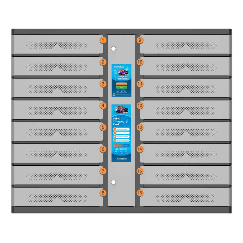 INTELLINET/MANHATTAN Charging Kiosk - 16-Compartment - USB-C - 850 W