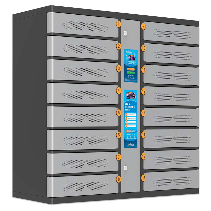 INTELLINET/MANHATTAN Charging Kiosk - 16-Compartment - USB-C - 850 W