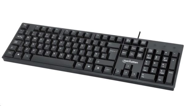INTELLINET/MANHATTAN Wired USB Keyboard - USB - 1.3m Cable - Qwerty UK - Black