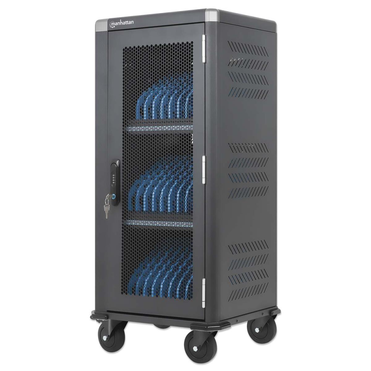 INTELLINET/MANHATTAN Charging Cart - 30-Port USB-C - 30W per Port