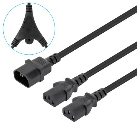 INTELLINET/MANHATTAN Power Cable Y-Splitter - 2x C13 to C14 - 1.8m