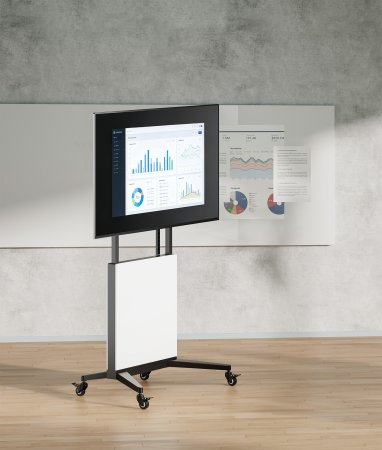 INTELLINET/MANHATTAN TV Cart - 1 TV - Height-Adjustable - 50 to 100in - Black