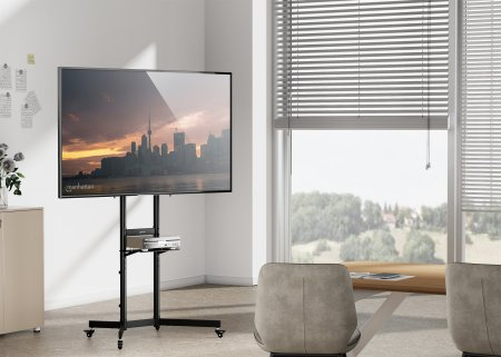 INTELLINET/MANHATTAN TV Cart - 1 TV - Tilt/Height-Adjustable - 37 to 70in - Black