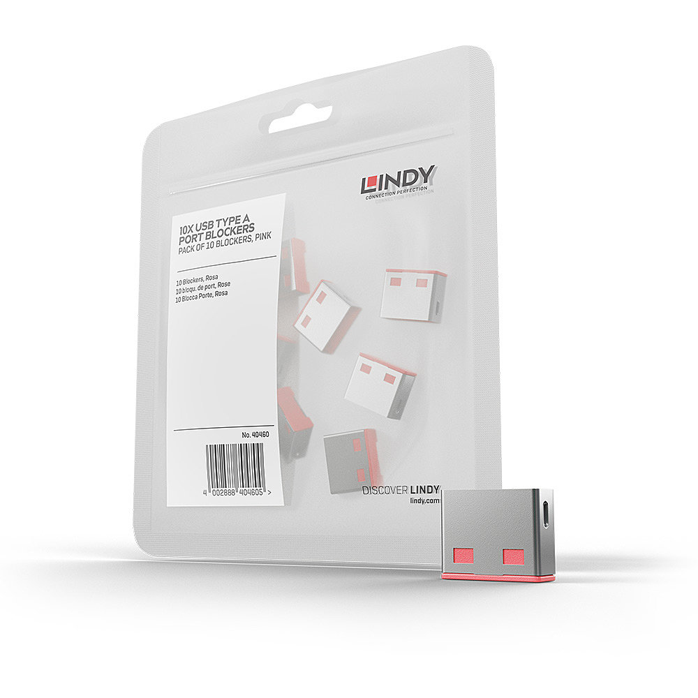 LINDY USB Lock Without Key Red 10-pk