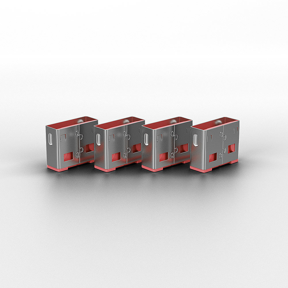 LINDY USB Lock Without Key Red 10-pk