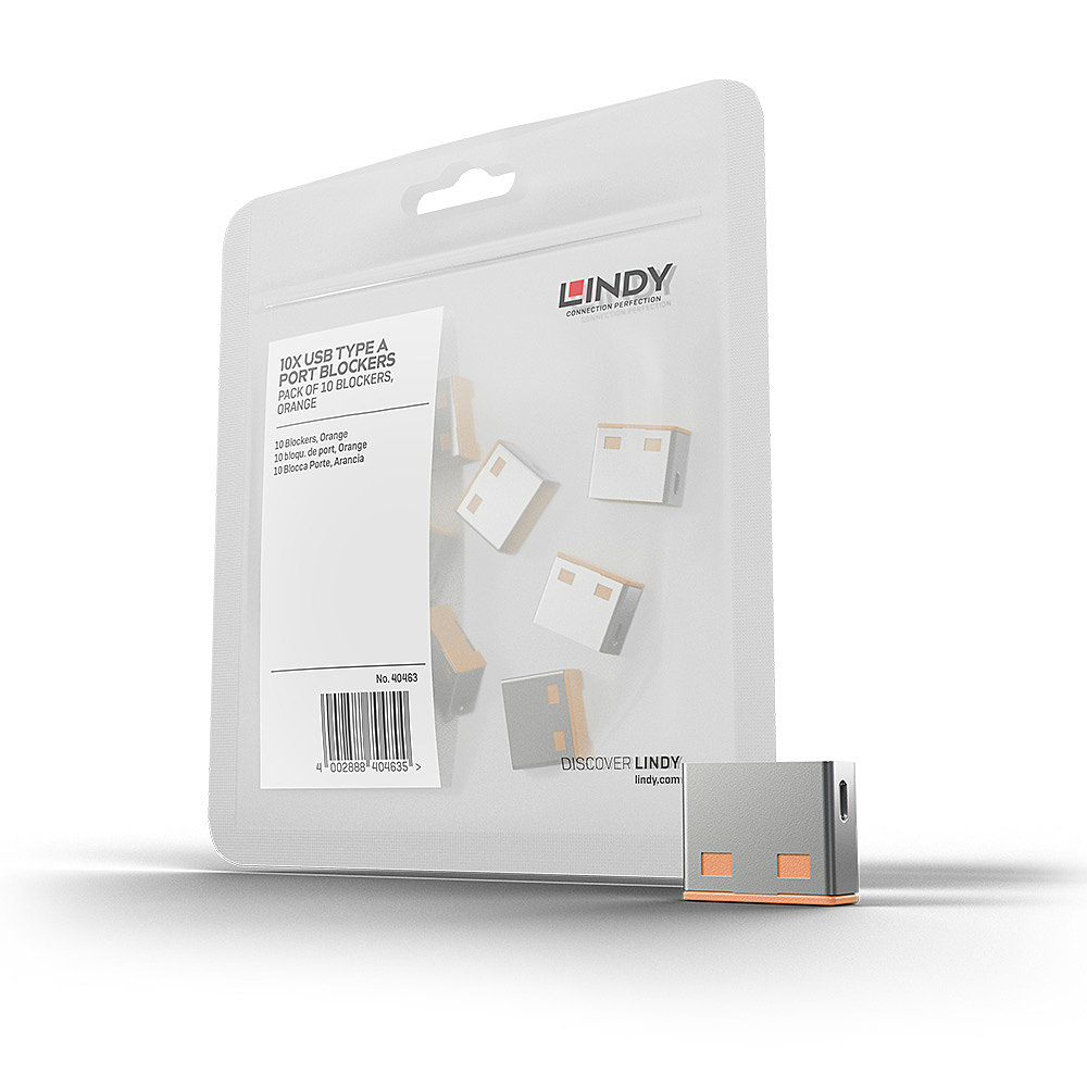 LINDY USB Port Blocker 10pack Orange (without Key)