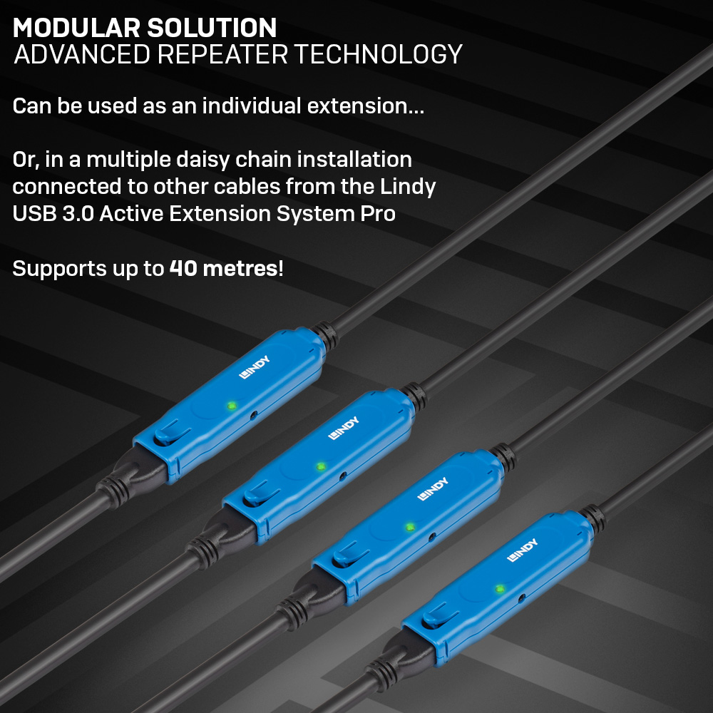 LINDY Active Extension Cable - USB3.0 - Type A Male / Type A Female - 10m