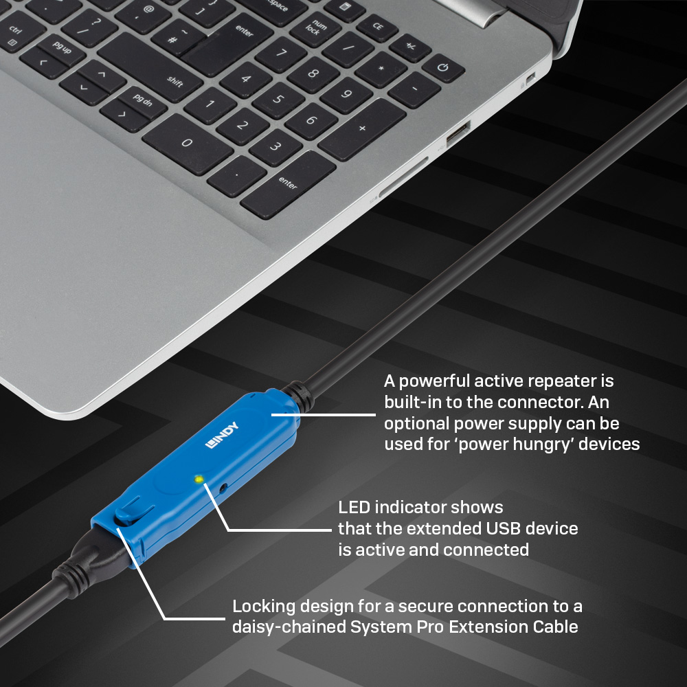 LINDY Active Extension Cable - USB3.0 - Type A Male / Type A Female - 10m
