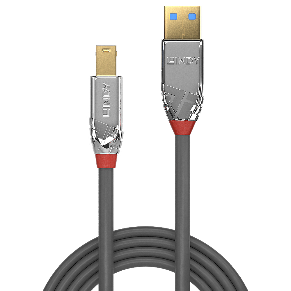 LINDY Cable - USB3.0 Type A To Type B - 2m - Cromo Line - Grey