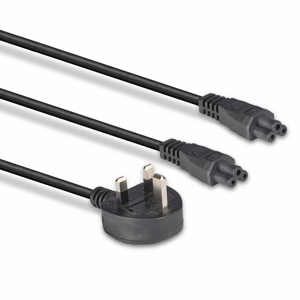 LINDY Mains Power Cable - 3 Pin Plug To 2 X Iec C5 - 2.5m Uk
