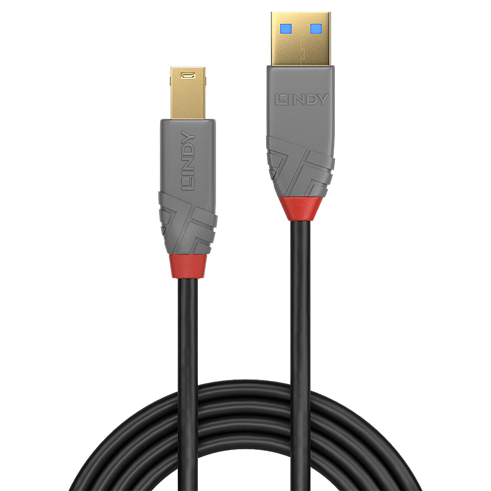 LINDY Cable - USB3.0 Type A To Type B - 1m - Anthra Line