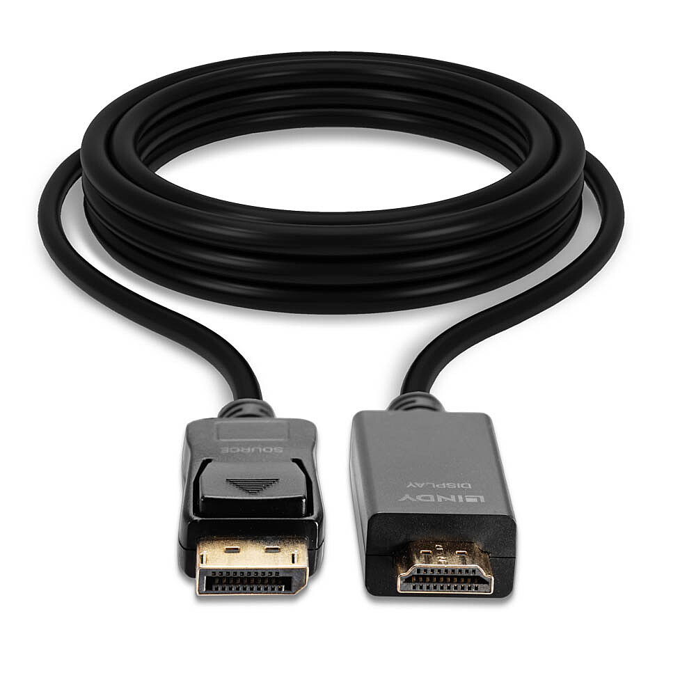 LINDY Cable - DisplayPort To Hdmi 10.2g - Black - 5m