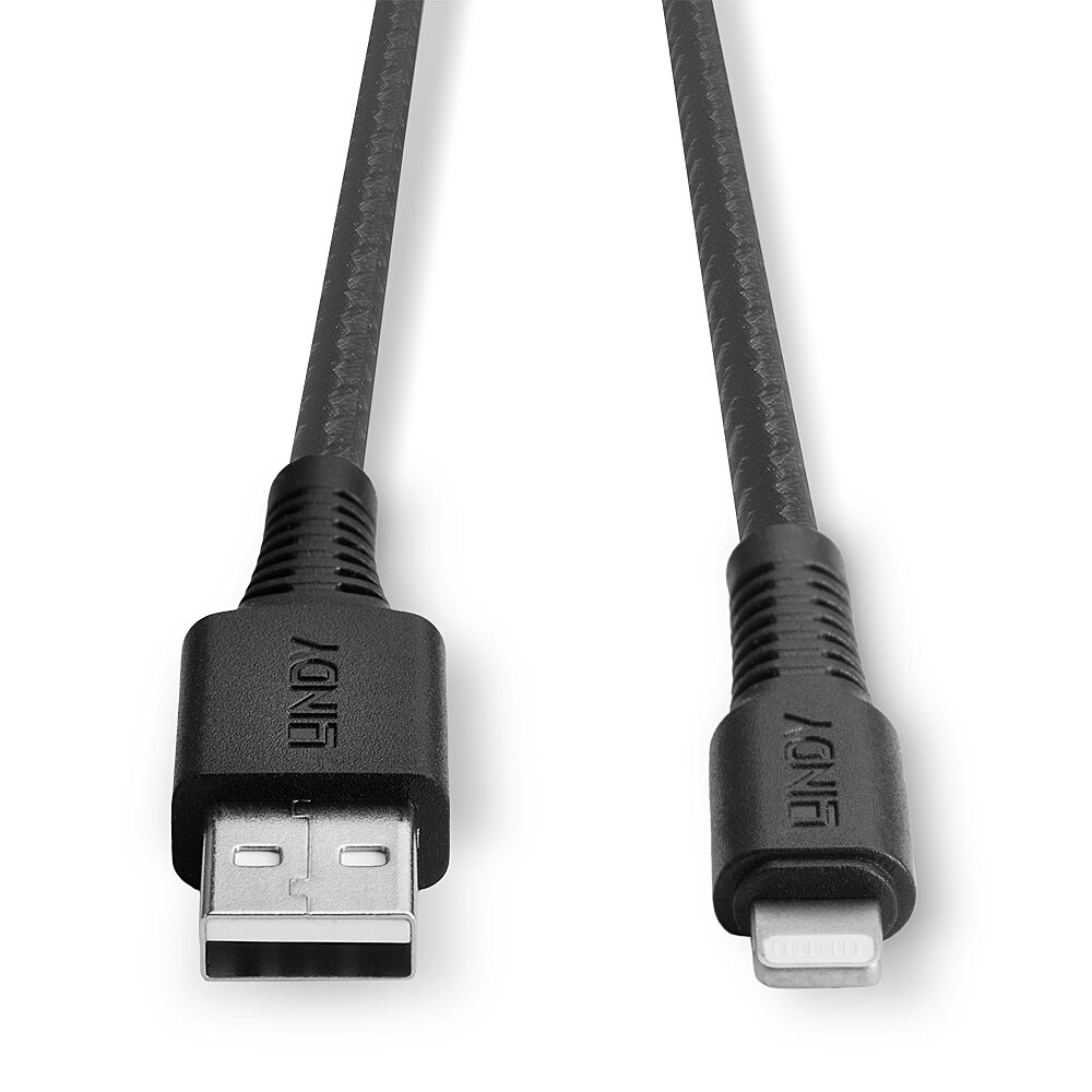 LINDY Lightning Charging Cable - USB Type A Male To Lightning Male - Reinforced - 3m