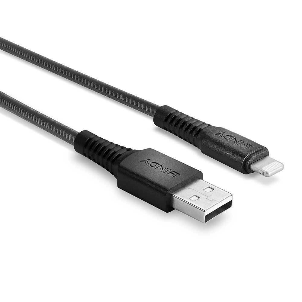 LINDY Lightning Charging Cable - USB Type A Male To Lightning Male - Reinforced - 3m