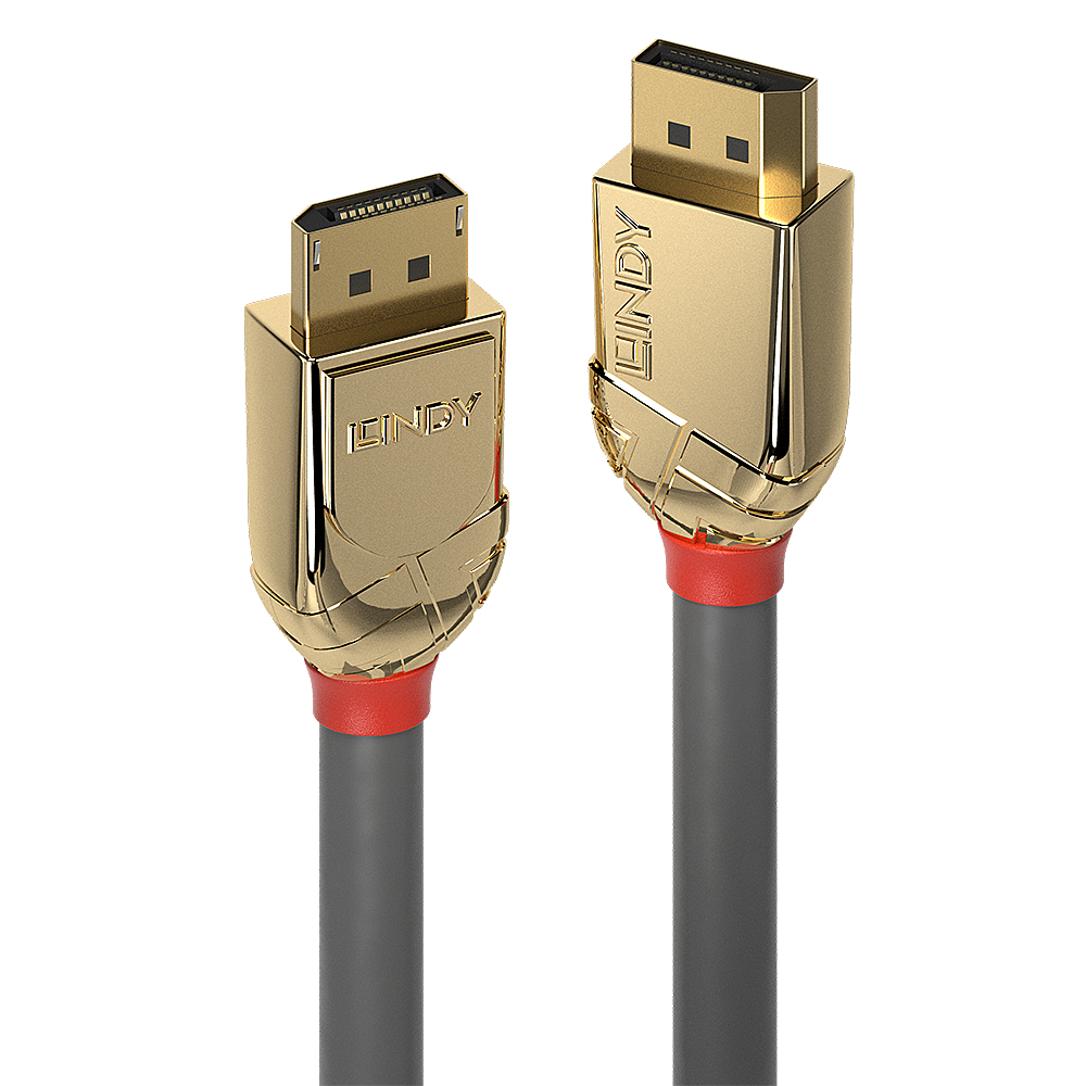 LINDY Cable - DisplayPort 1.4 Male To Male - Goldline - Grey - 50cm
