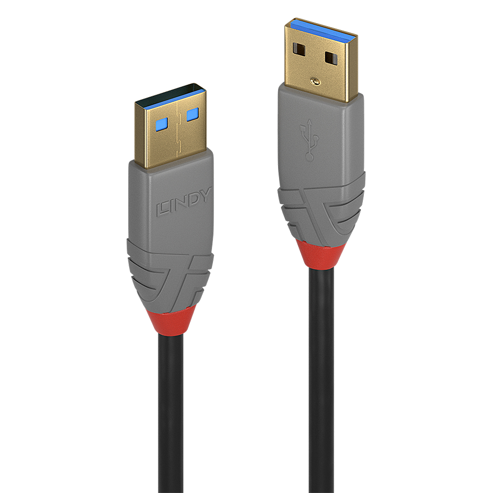 LINDY Cable - USB 3.0 Type A Male To Male - Anthraline - 3m - Black
