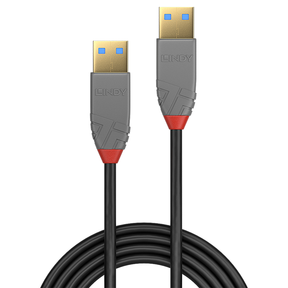 LINDY Cable - USB 3.0 Type A Male To Male - Anthraline - 3m - Black