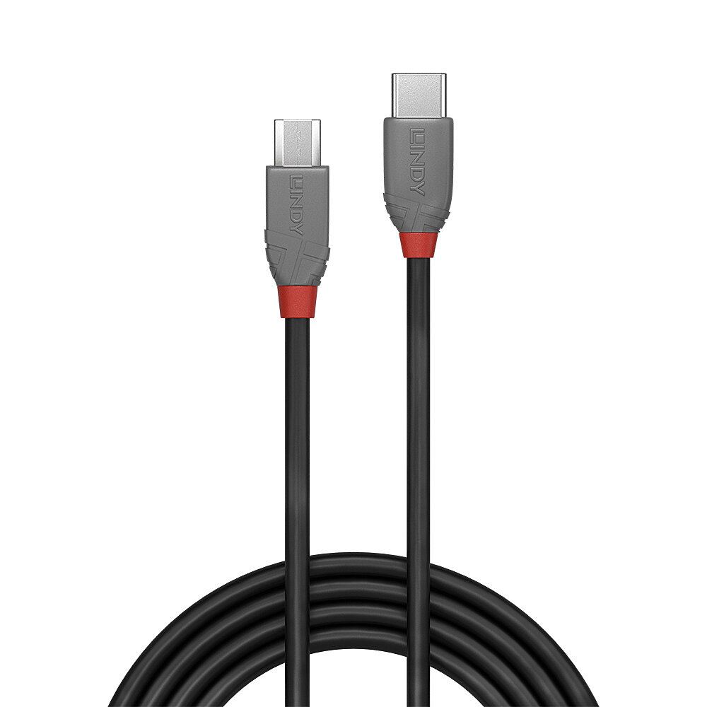 LINDY Cable - USB2.0 Type C Male To Micro Type B Male - Anthraline - 50cm - Black