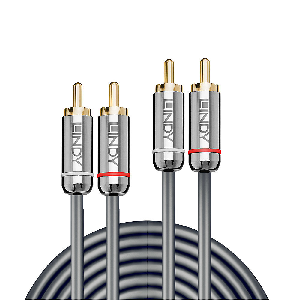 LINDY Audio Cable - Dual Phono Male To Male - Cromoline - 1m - Black