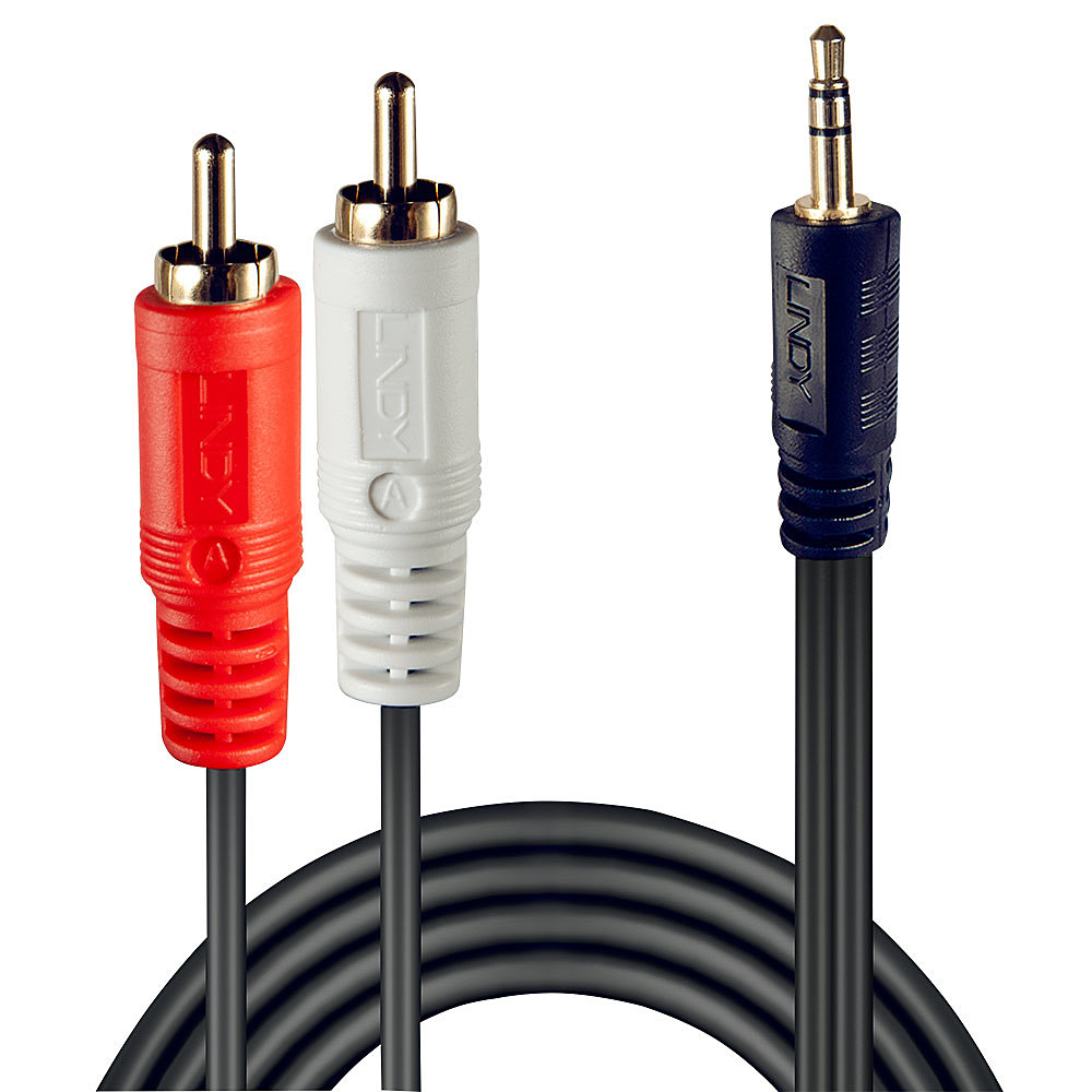 LINDY Audio Cable Premium - 2 X Phono/rca Male To 3.5mm Jack Male - 2m - Black