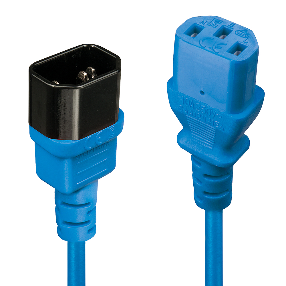 LINDY Extension Cable - Iec C14 To Iec C13 - 1m - Blue