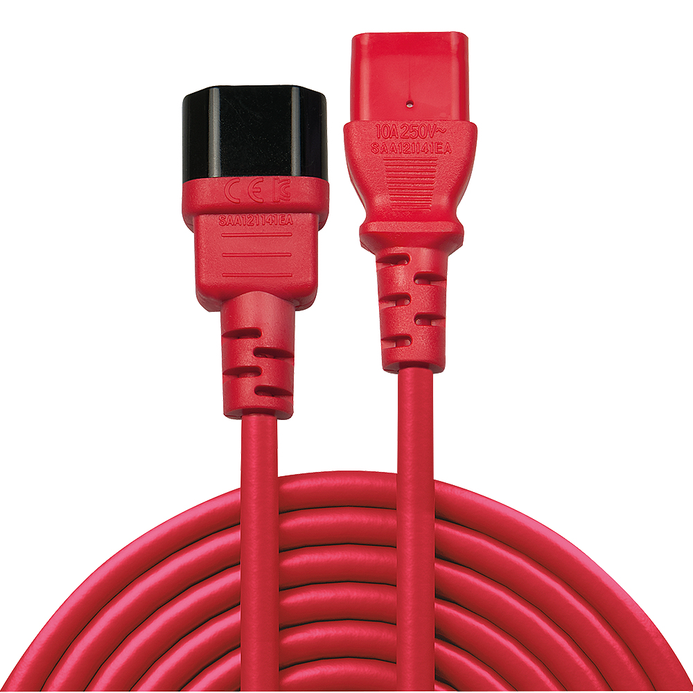 LINDY Extension Cable - Iec C14 To Iec C13 - 50cm - Red