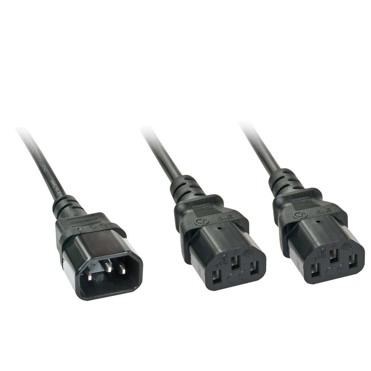LINDY Extension Cable - Iec C14 To 2 X Iec C13 - 2.5m - Black