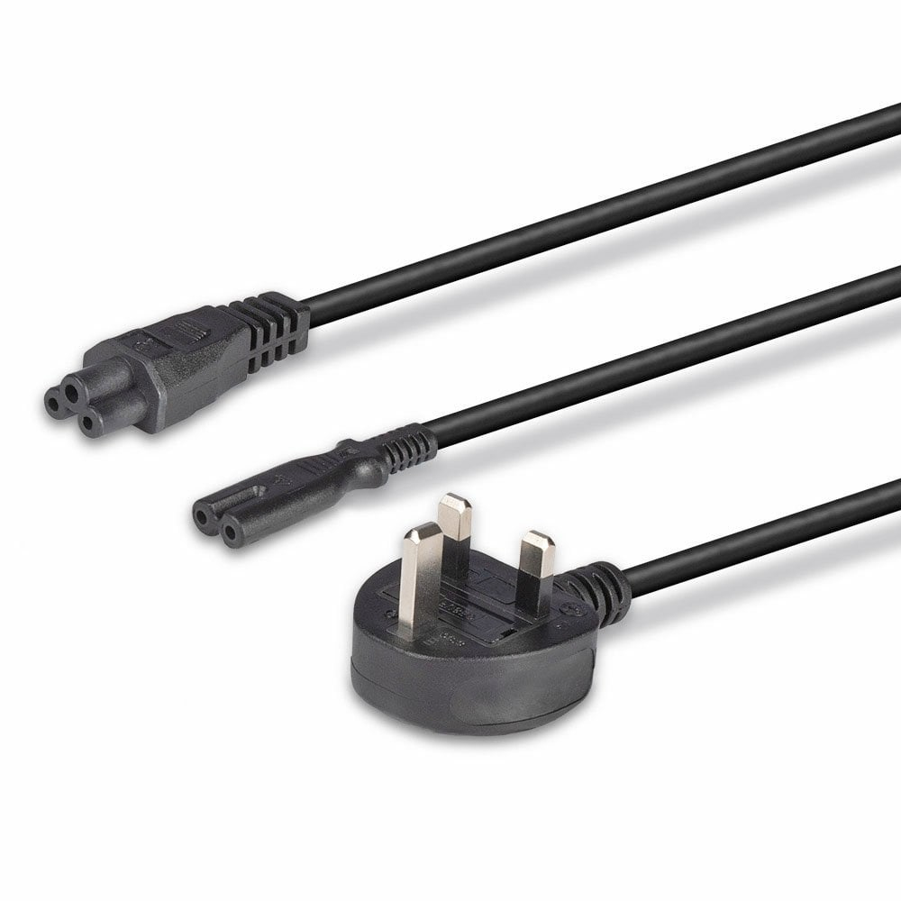 LINDY Extension Splitter Cable - 1 X Uk 3 Pin Plug To Iec C5 And Iec C7 - 2.5m - Black