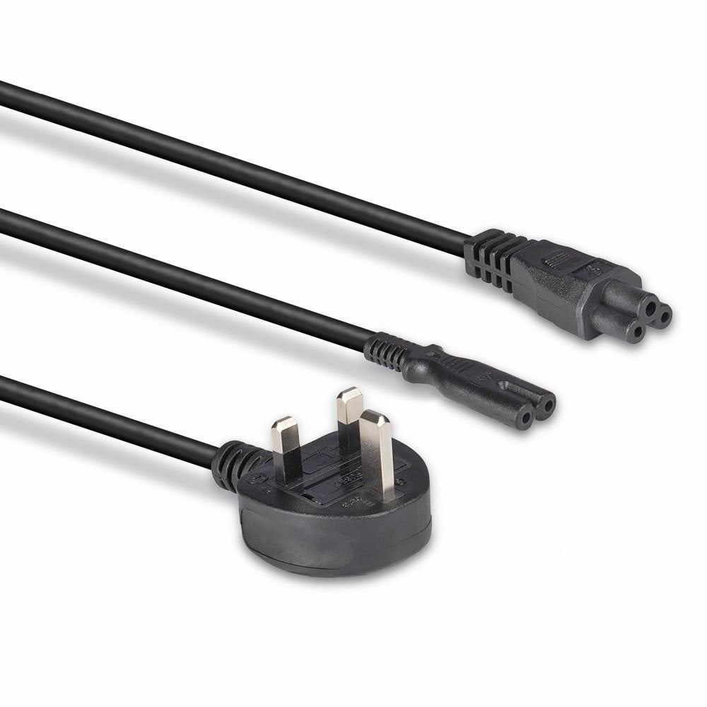 LINDY Extension Splitter Cable - 1 X Uk 3 Pin Plug To Iec C5 And Iec C7 - 2.5m - Black