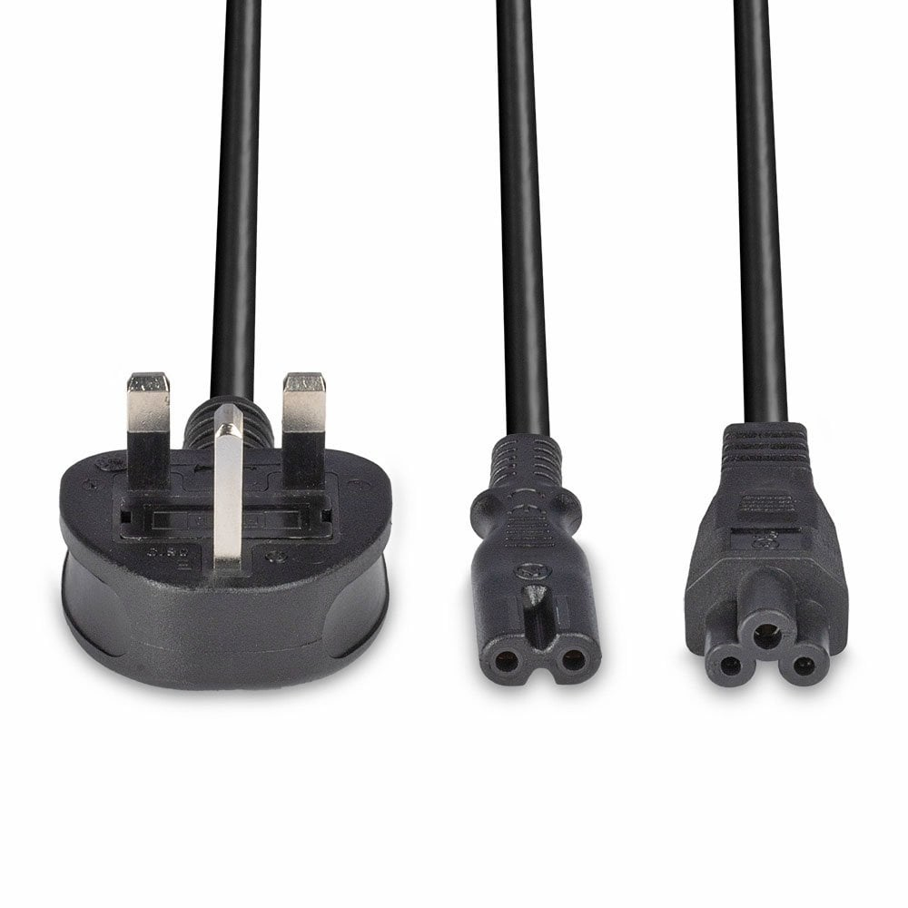 LINDY Extension Splitter Cable - 1 X Uk 3 Pin Plug To Iec C5 And Iec C7 - 2.5m - Black