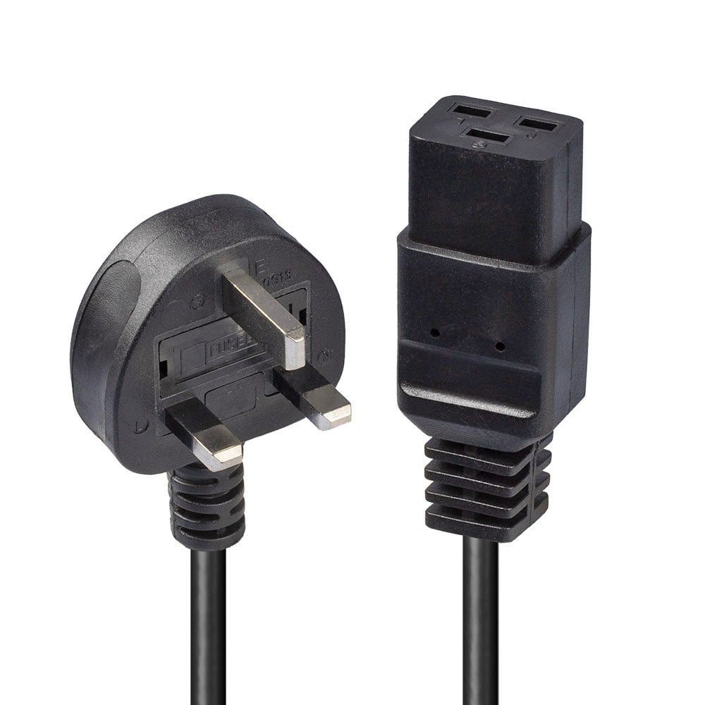 LINDY Extension Cable - Uk Mains Plug To Iec C19 - 2m - Black