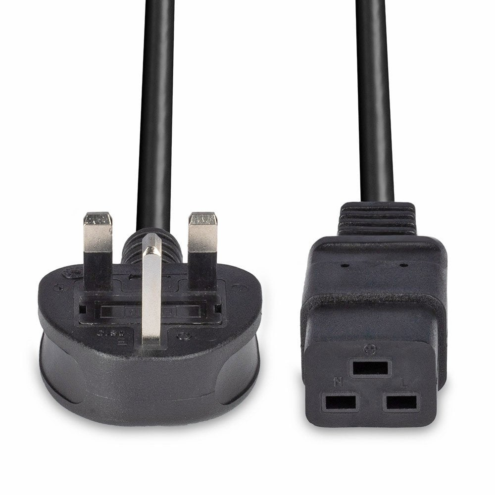 LINDY Extension Cable - Uk Mains Plug To Iec C19 - 2m - Black