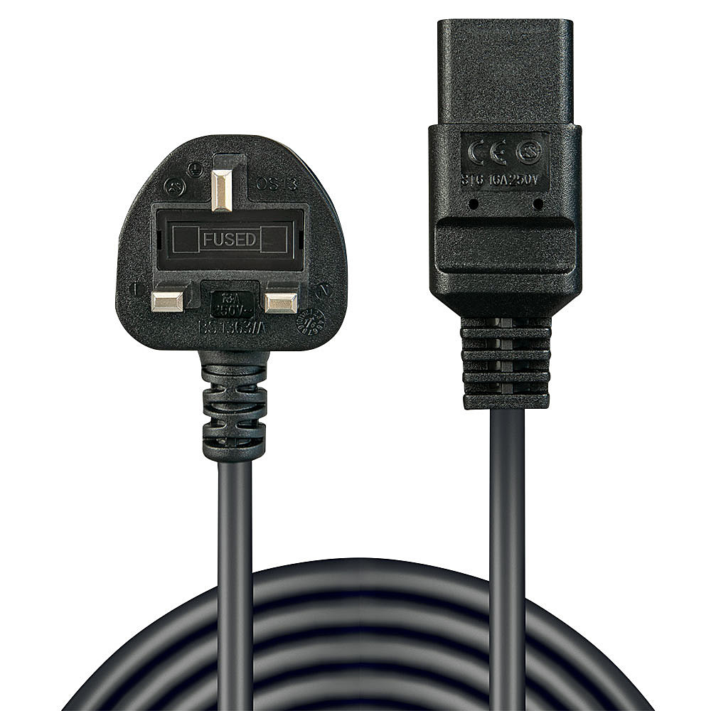 LINDY Extension Cable - Uk Mains Plug To Iec C19 - 2m - Black