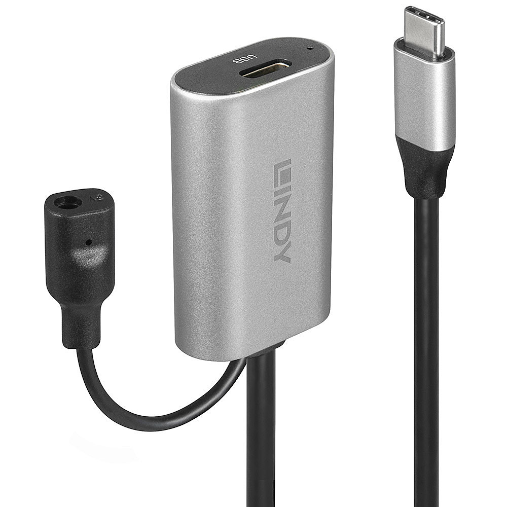 LINDY Active Extension Cable - USB 3.1 C To USB C - Black - 5m