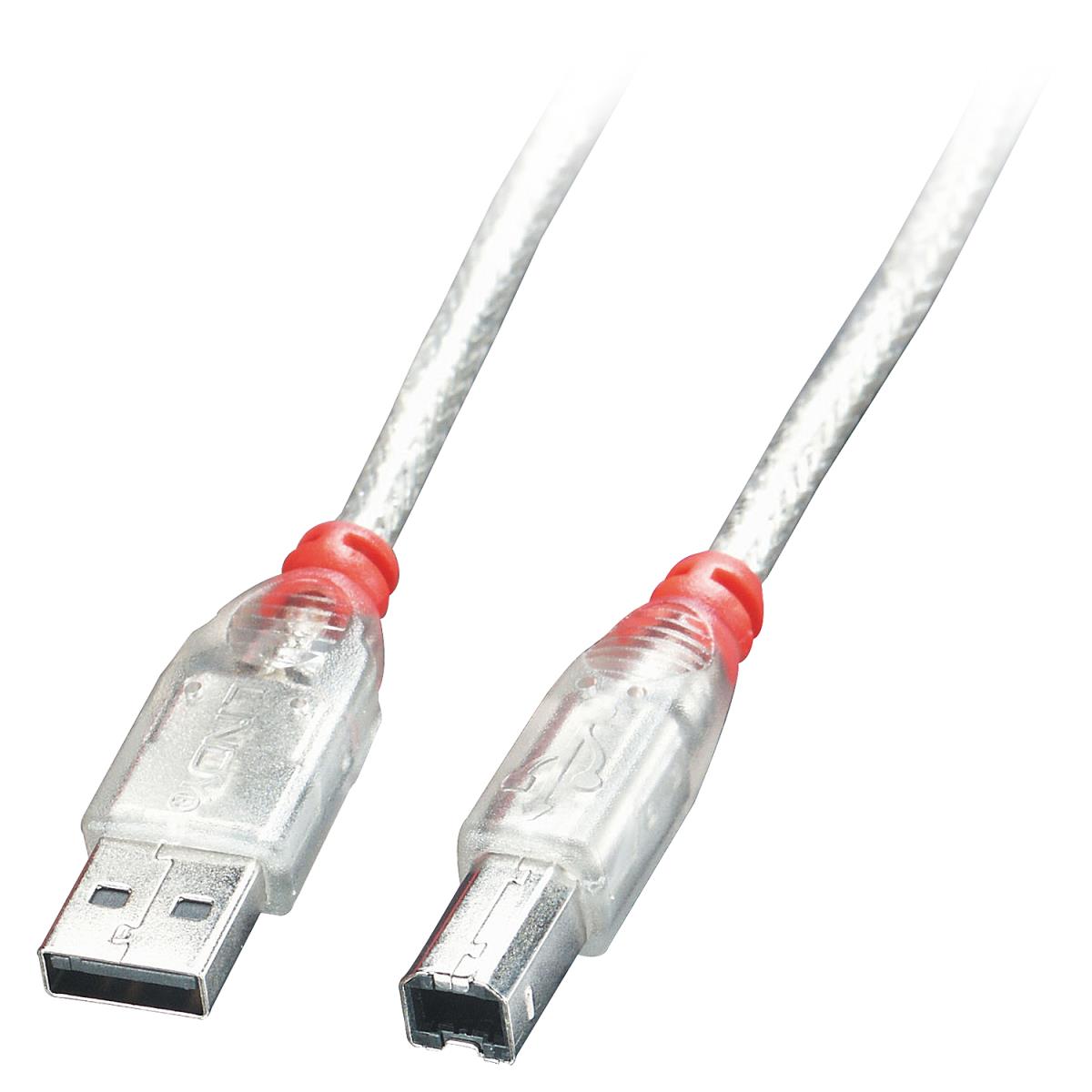 LINDY Cable - USB Type A Male To USB Type B Male - Transparent - 20cm