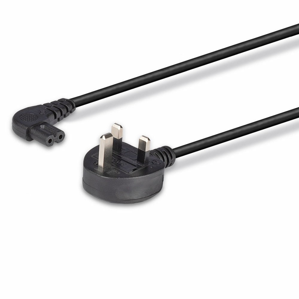 LINDY Extension Cable - Uk 3 Pin Plug To Right Angled Iec C7 - Black - 50cm