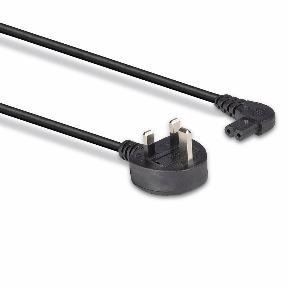 LINDY Extension Cable - Uk 3 Pin Plug To Right Angled Iec C7 - Black - 50cm