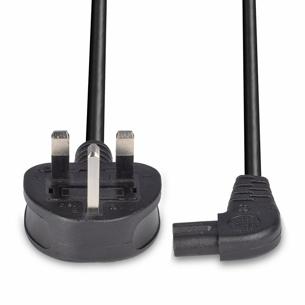 LINDY Extension Cable - Uk 3 Pin Plug To Right Angled Iec C7 - Black - 50cm