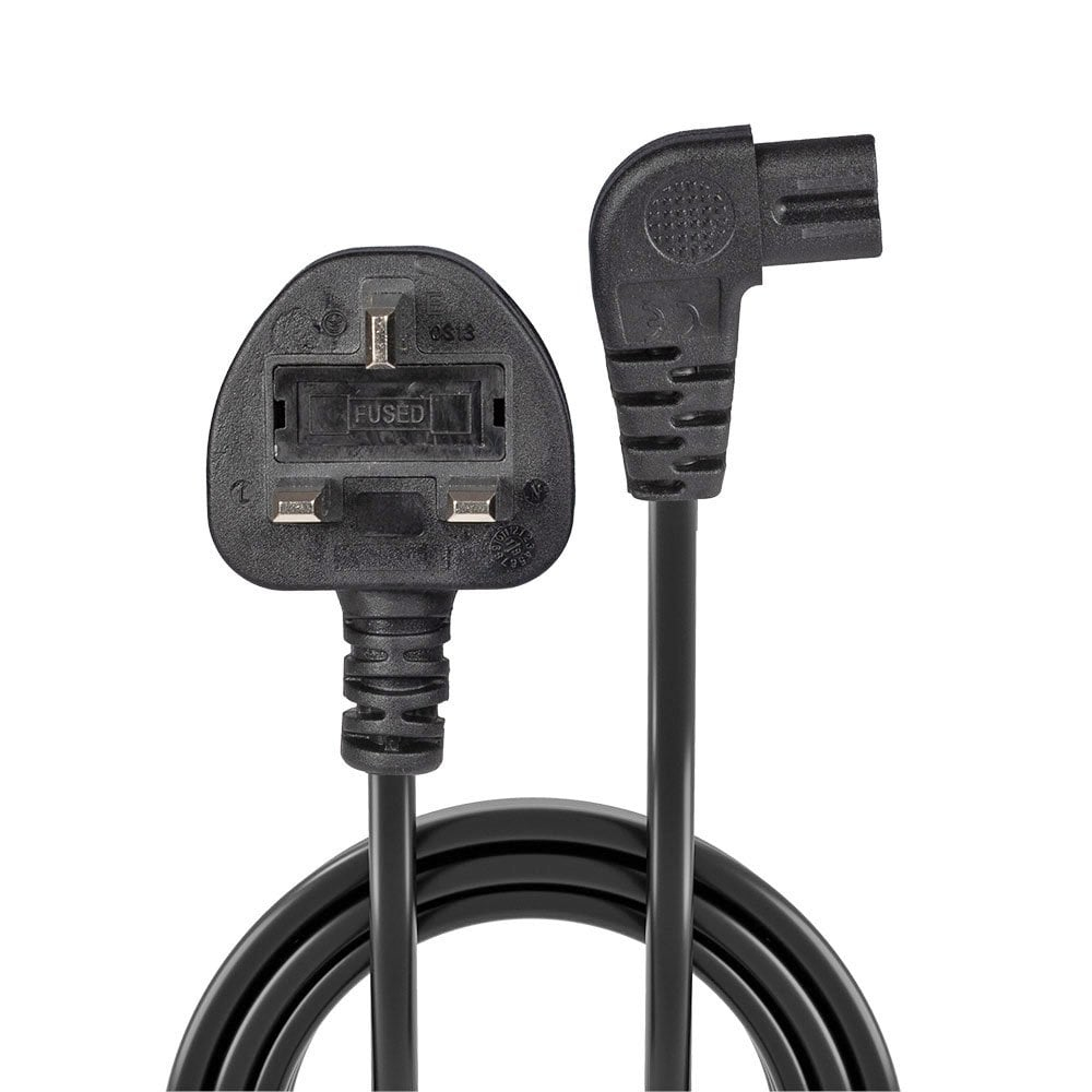 LINDY Extension Cable - Uk 3 Pin Plug To Right Angled Iec C7 - Black - 50cm