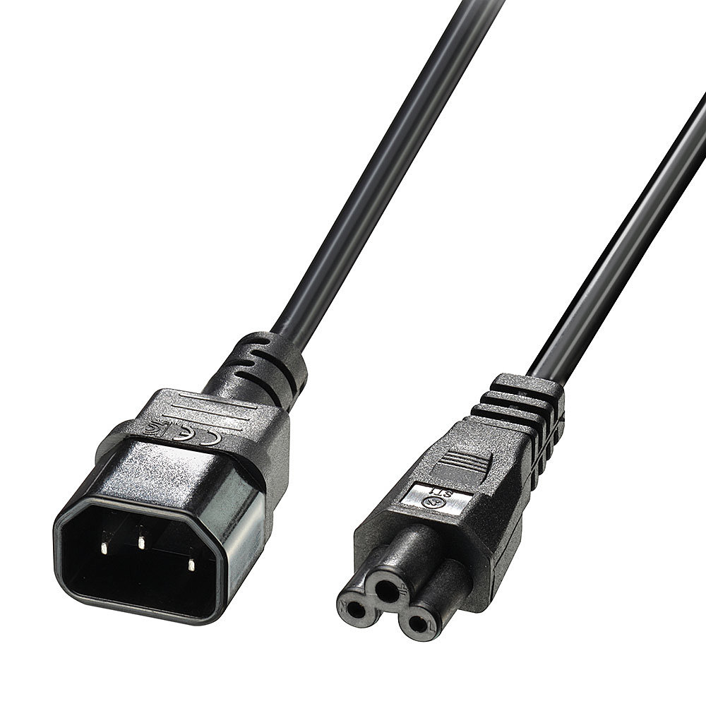 LINDY Extension Cable - Iec C14 To Iec C5 Cloverleaf - Black - 2m