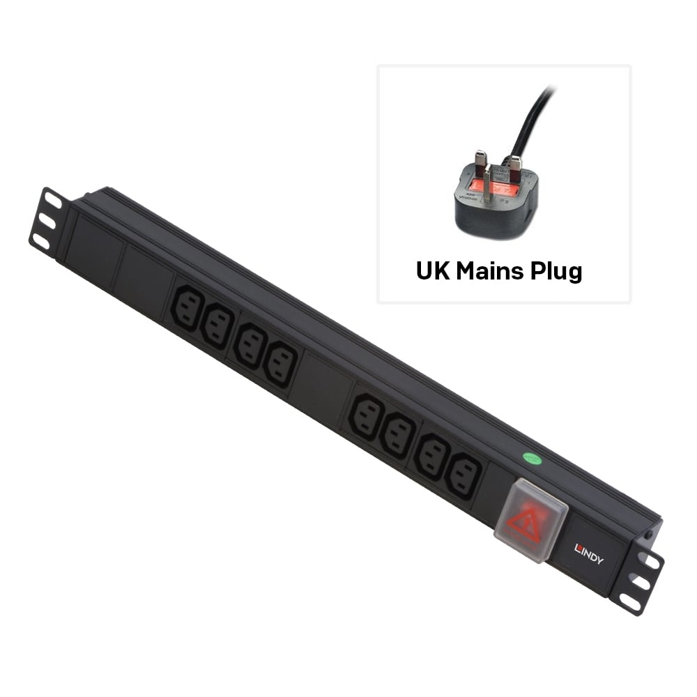 LINDY 1u 8 Way Iec Pdu 13a Plug To 8 X Iec Sockets