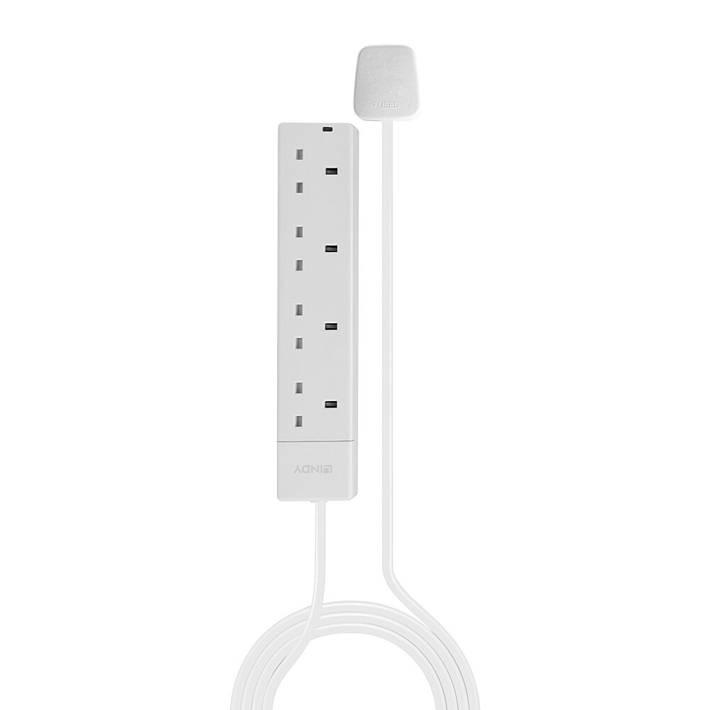 LINDY Mains 4 Way Gang Socket White 2m