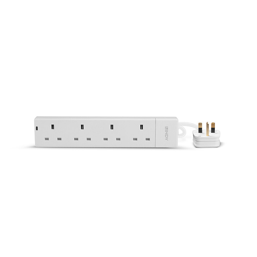 LINDY Mains 4 Way Gang Socket White 2m